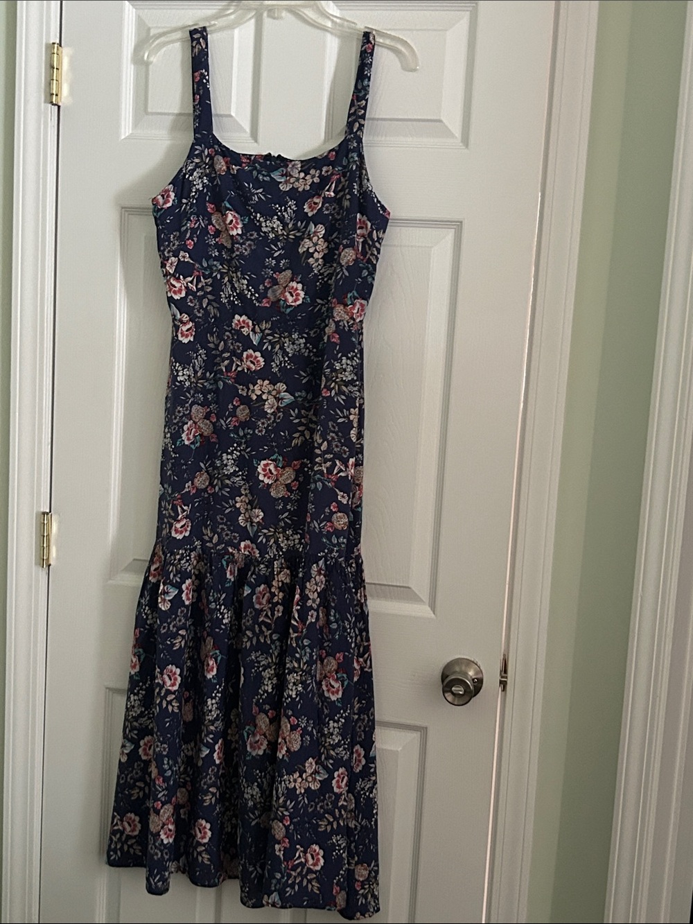 The Pyramid Collection Navy Floral Maxi Dress with Pink & Cream Blooms